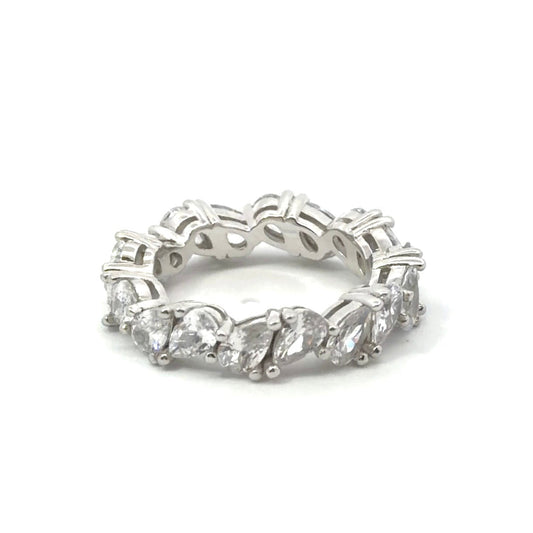 Sterling Silver Teardrop-cut Eternity Ladies Band