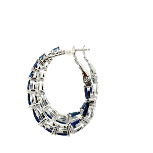 Pear Shaped Cubic Zirconia Medium Hoop Earrings