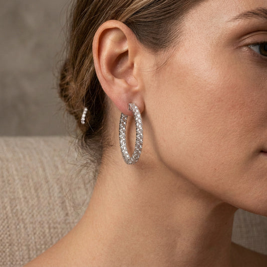 Inside-Out Round Shape 1.00-inch 1.50 ct.Hoop Earrings
