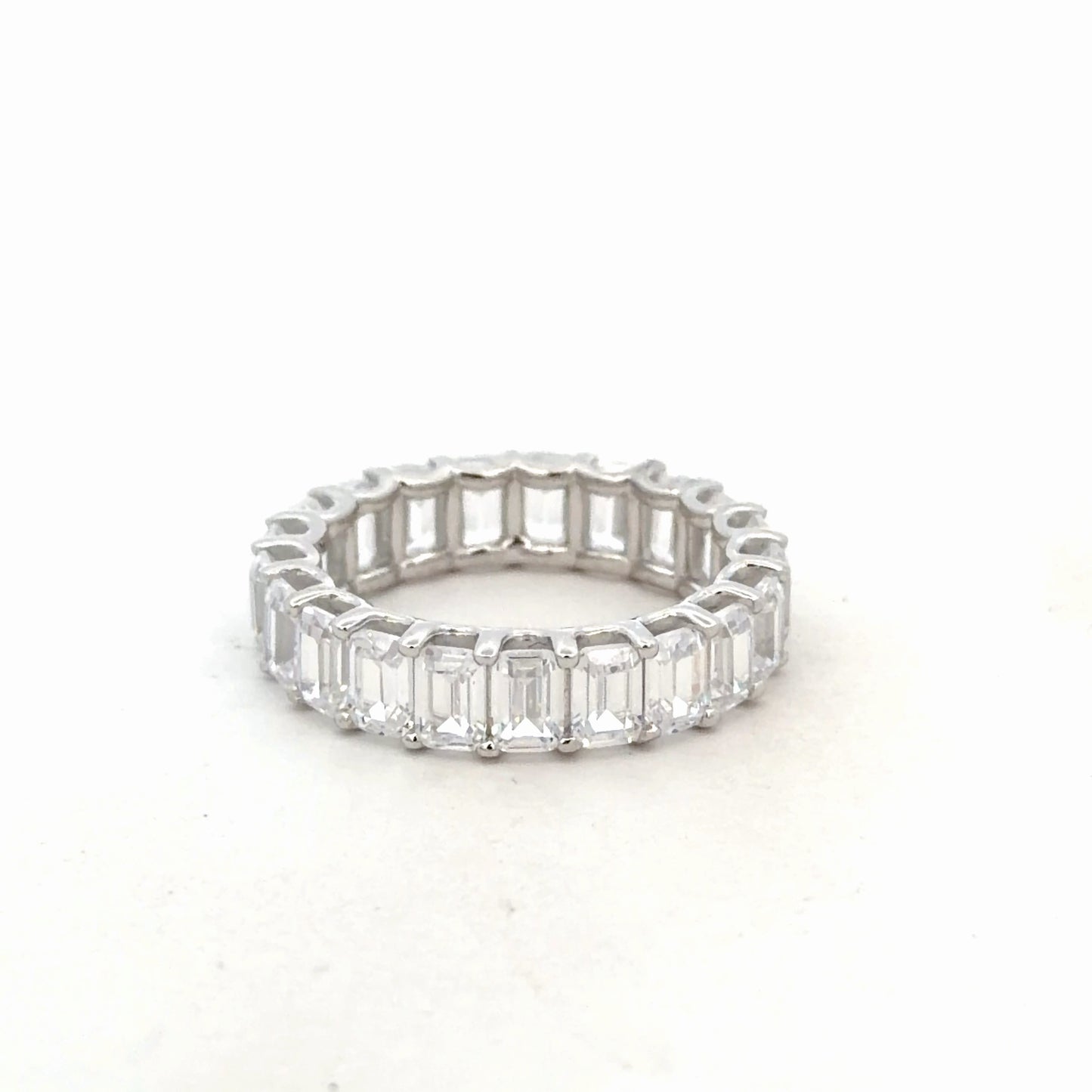 Sterling Silver Emerald cut Eternity Ring