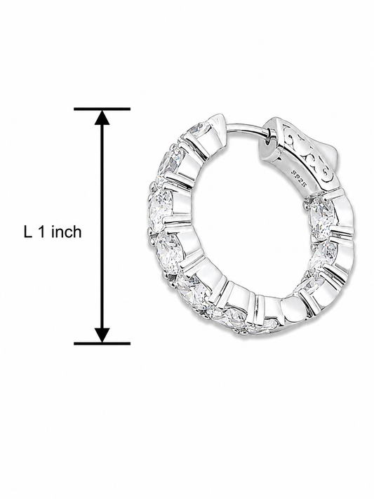 Inside-Out Round Shape 1.25-inch 11.20 ct. Hoop Earrings