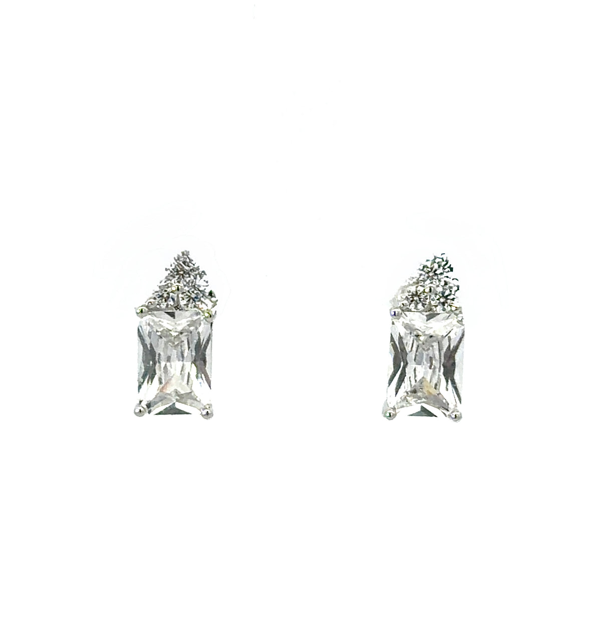 Sterling Silver Emerald cut Cubic Zirconia Earrings