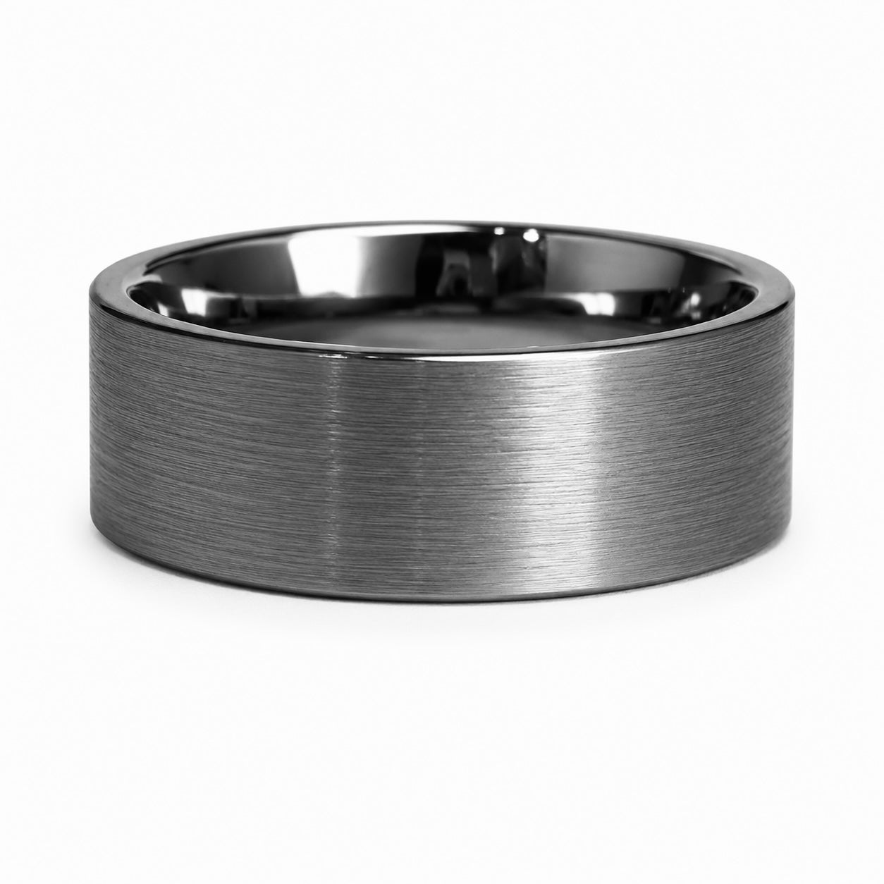 The Obsidian Pipe-Cut: 8mm Brushed Charcoal Tungsten Band
