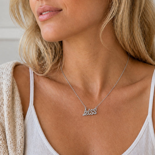 Sterling Silver KISS Script Necklace
