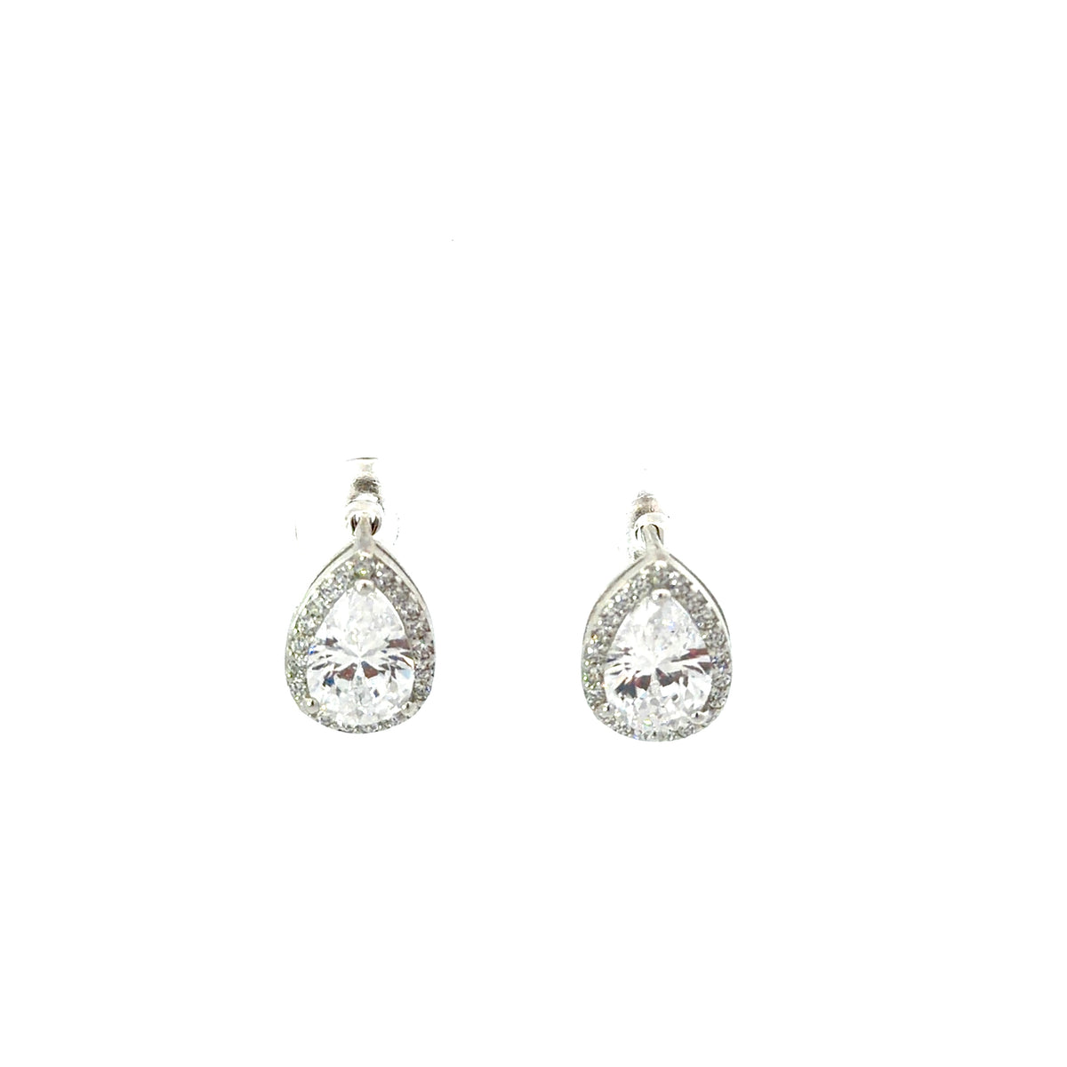 Sterling Silver Teardrop-cut Cubic Zirconia Lever-back Earrings
