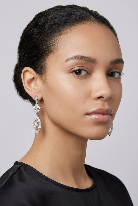 Sterling Silver Fleur de Lis Drop Earrings