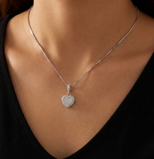 Sterling Silver Cubic Zirconia Heart Necklace