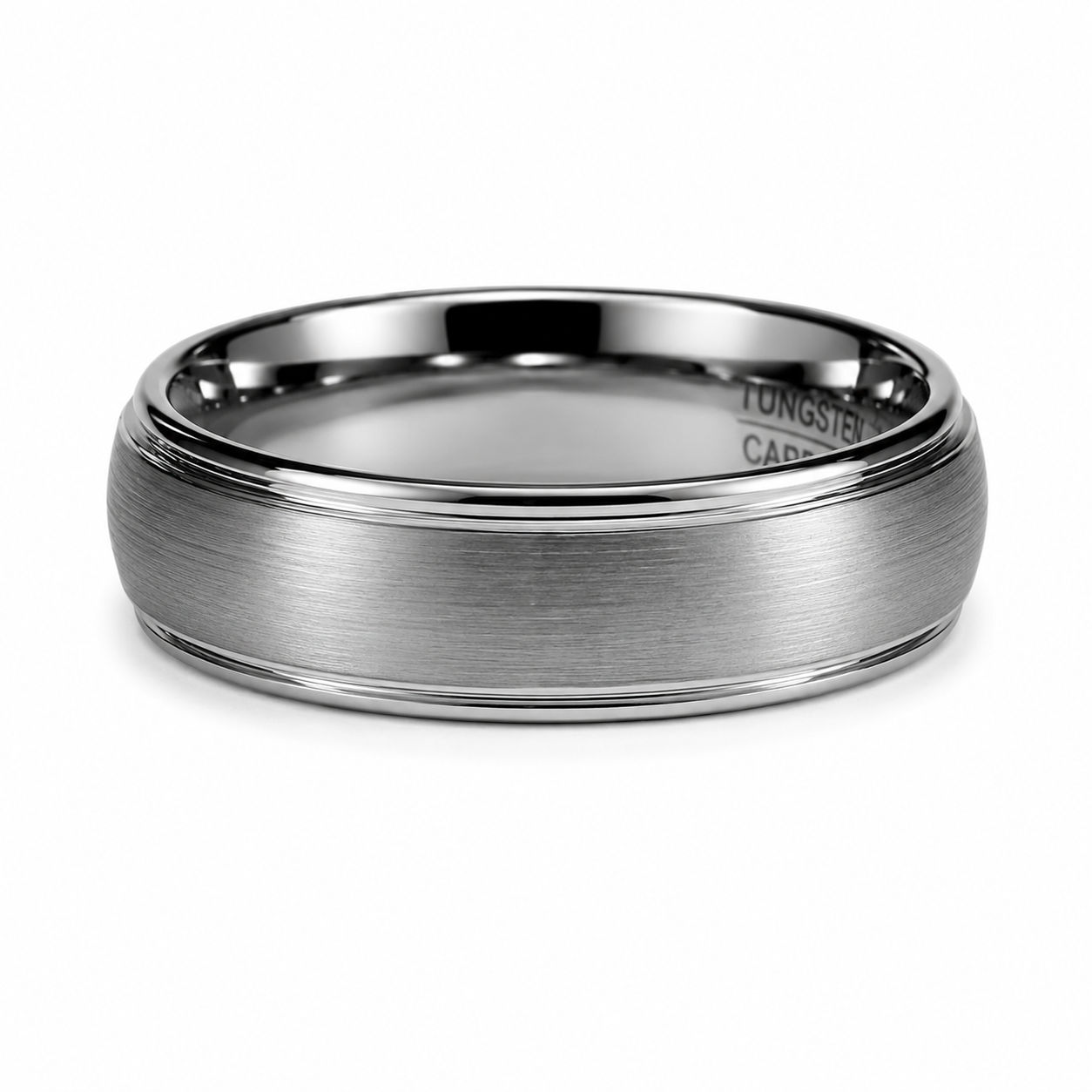 The Legacy Slim: 6mm Silver Brushed Tungsten Band with Stepped Polished Edges