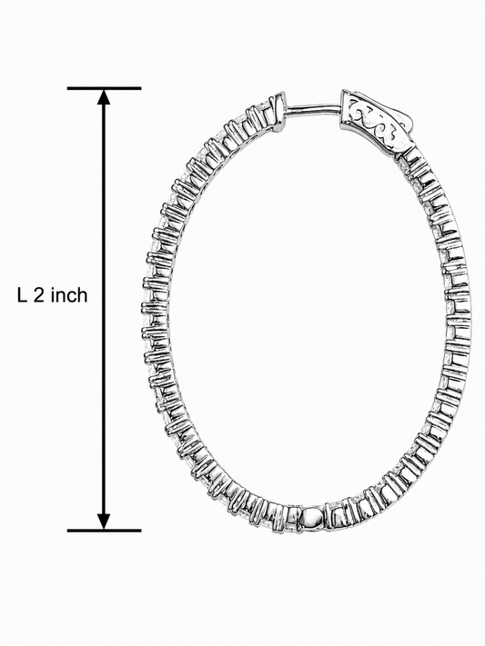 Inside-Out Oval Shape 1.40- inch 5.46 ct.Hoop Earrings