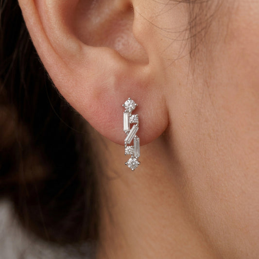 Sterling Silver Multi-cut Cubic Zirconia Earrings