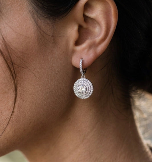 Sterling Silver Circle Drop Earrings