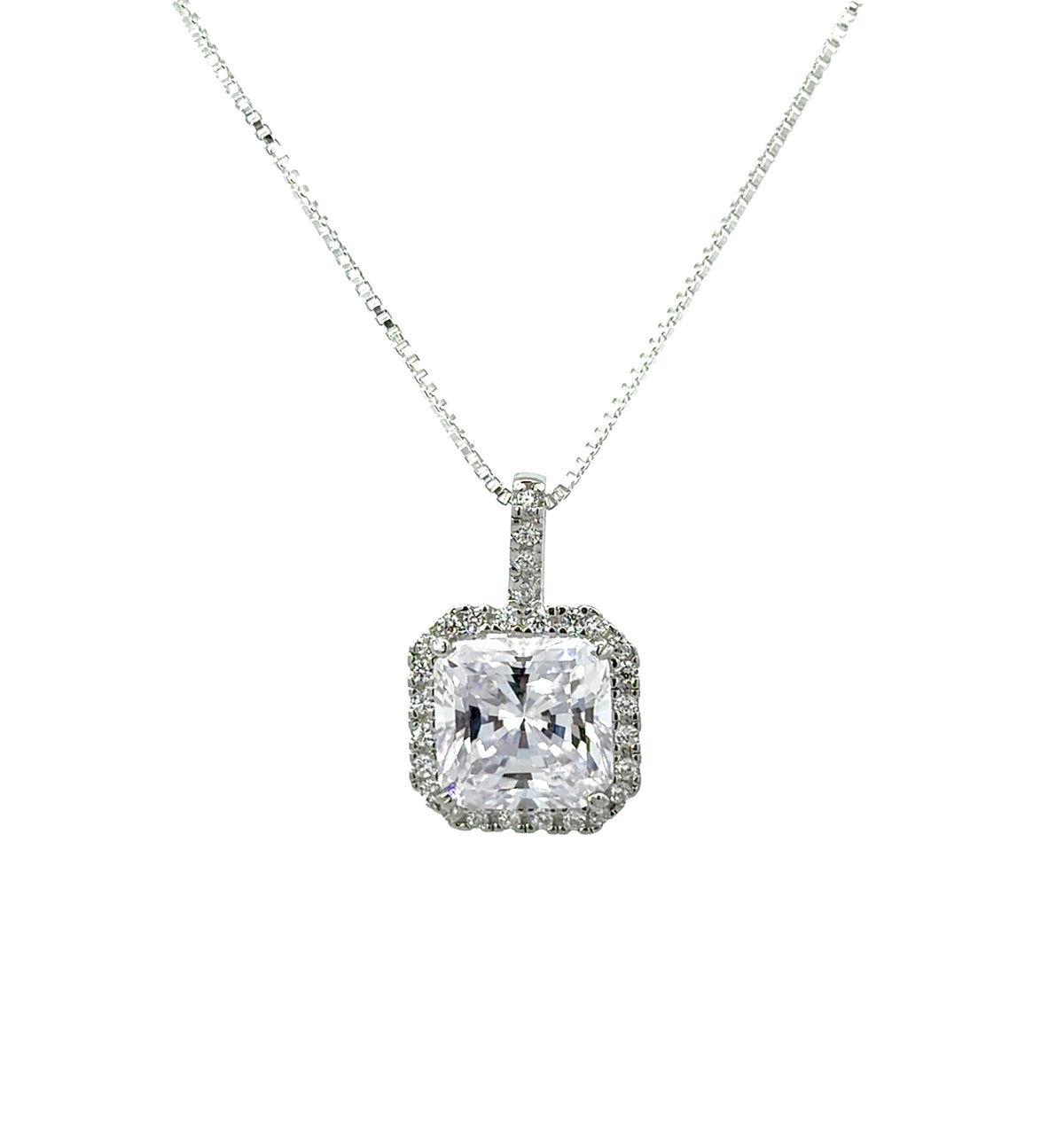 Sterling Silver Cushion cut Necklace