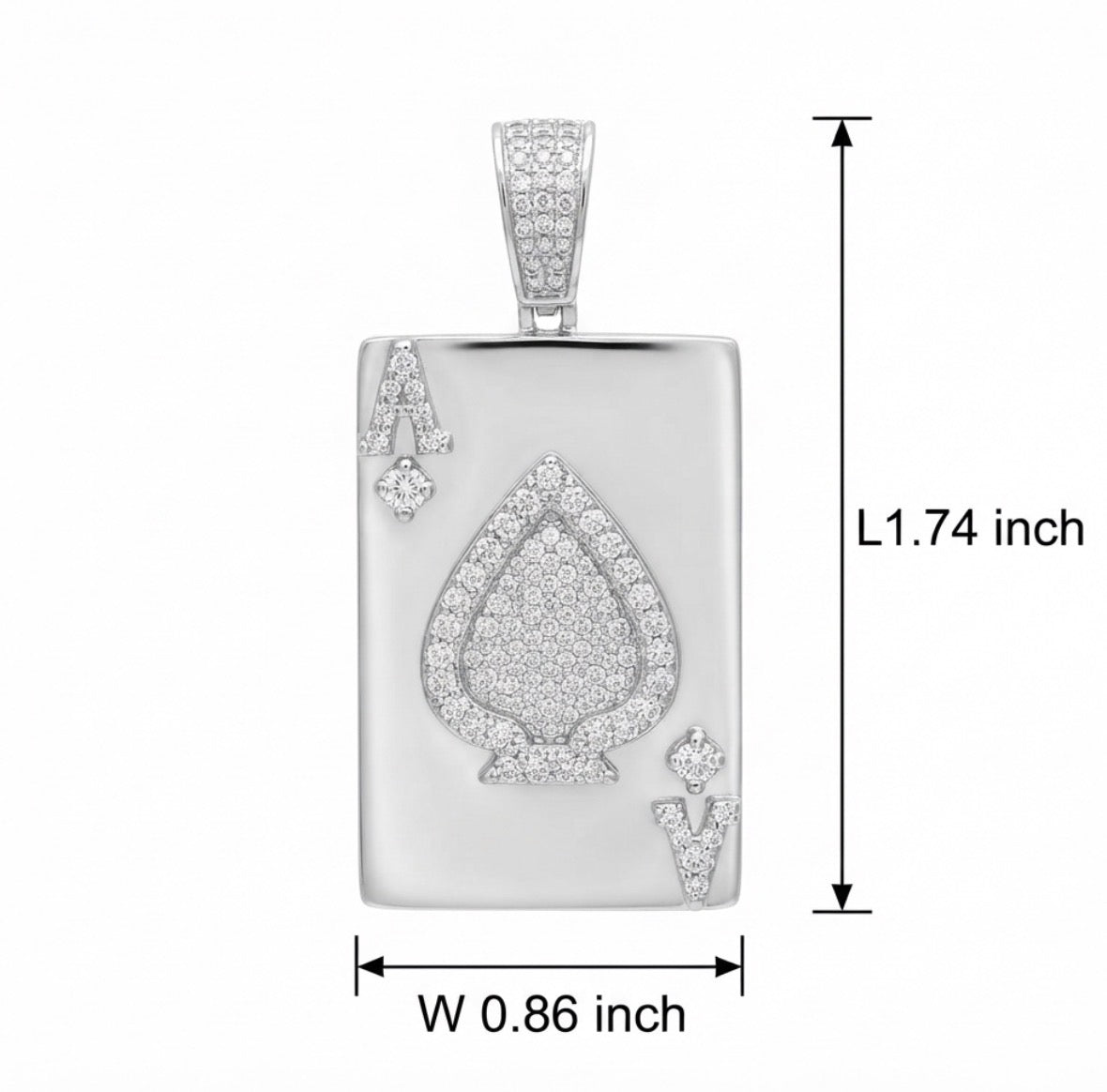 Sterling Silver Ace of Spades Card Pendant