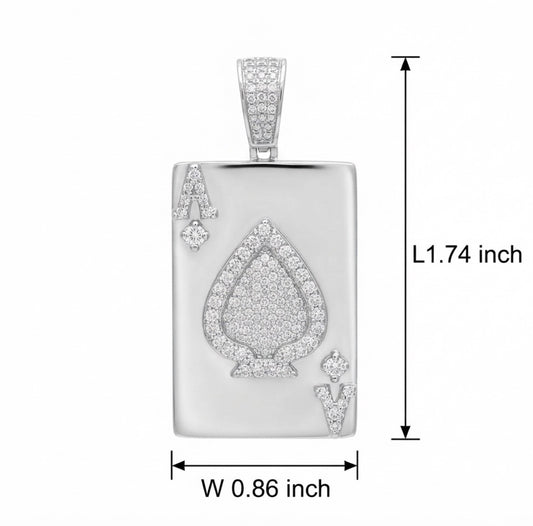 Sterling Silver Ace of Spades Card Pendant