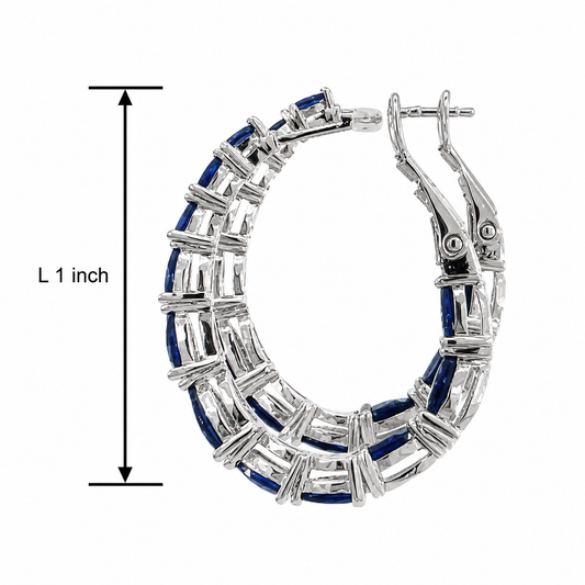 Pear Shaped Cubic Zirconia 1 inch Hoop Earrings