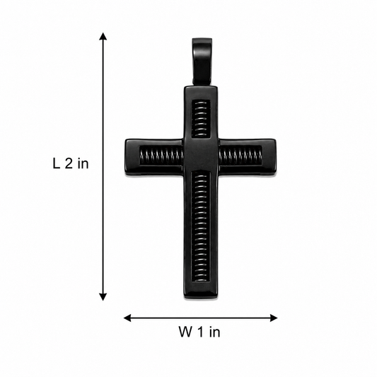 Black Stainless Steel Spring Cross Pendant