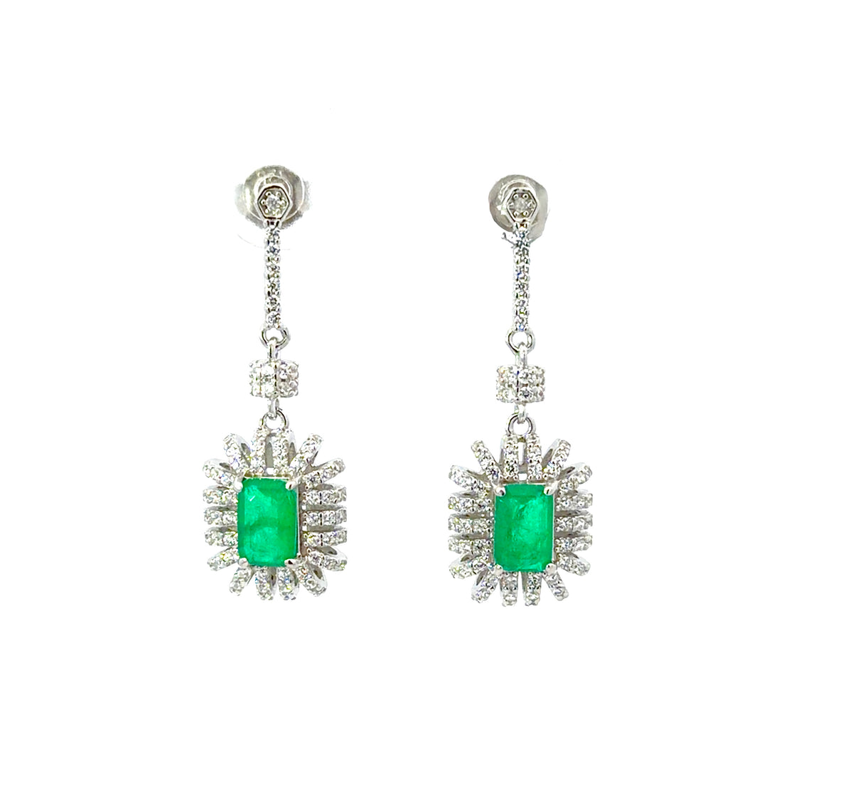 Sterling Silver Emerald Drop Earrings