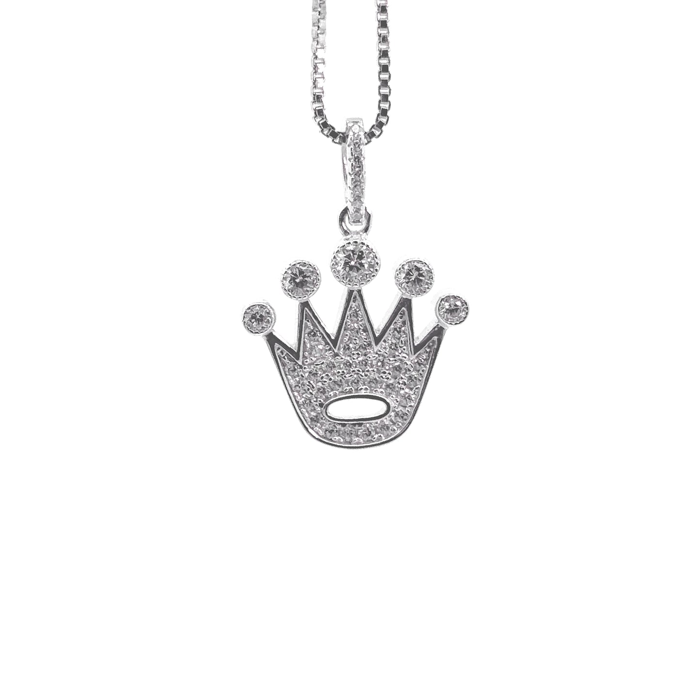 Sterling Silver Cubic Zirconia Crown Necklace