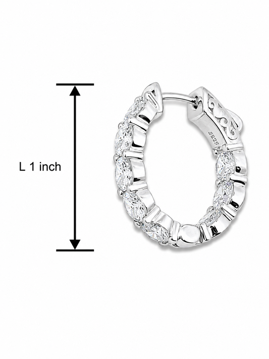 Inside-Out Oval Shape 0.85-inch 7.00 ct. Hoop Earrings