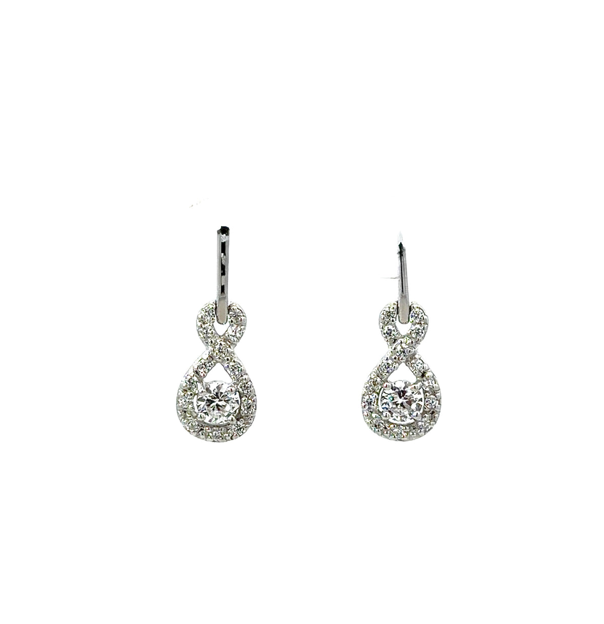 Sterling Silver Infinity Halo Drop Earrings