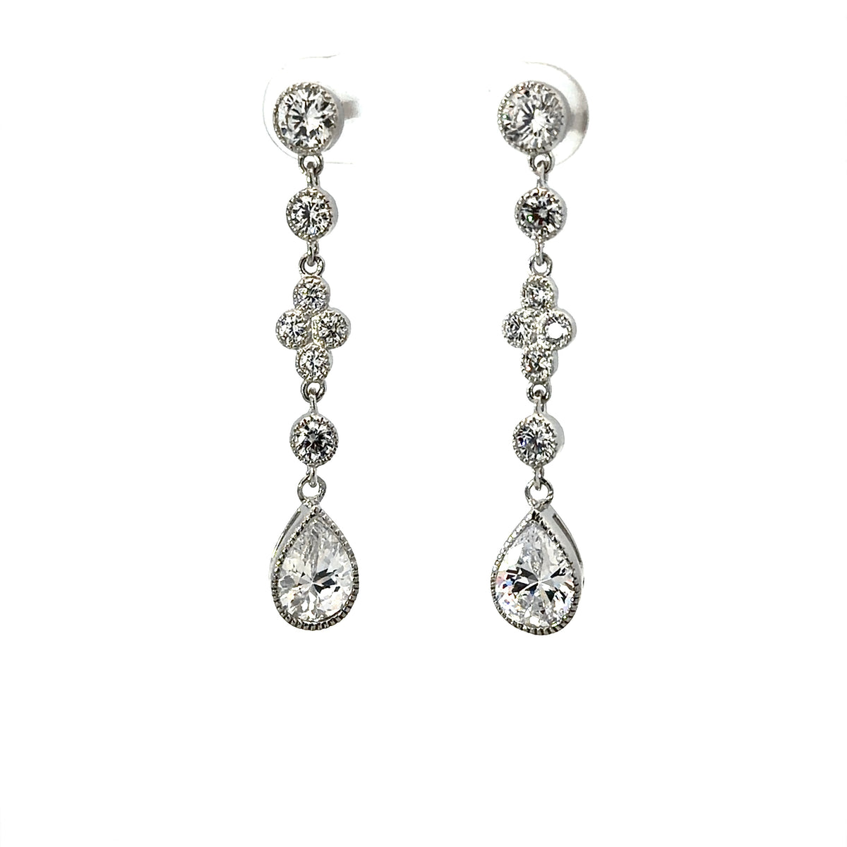 Sterling Silver Teardrop cut Drop Earrings