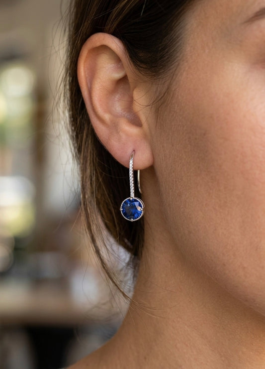 Sterling Silver Tanzanite French Hook Earrings