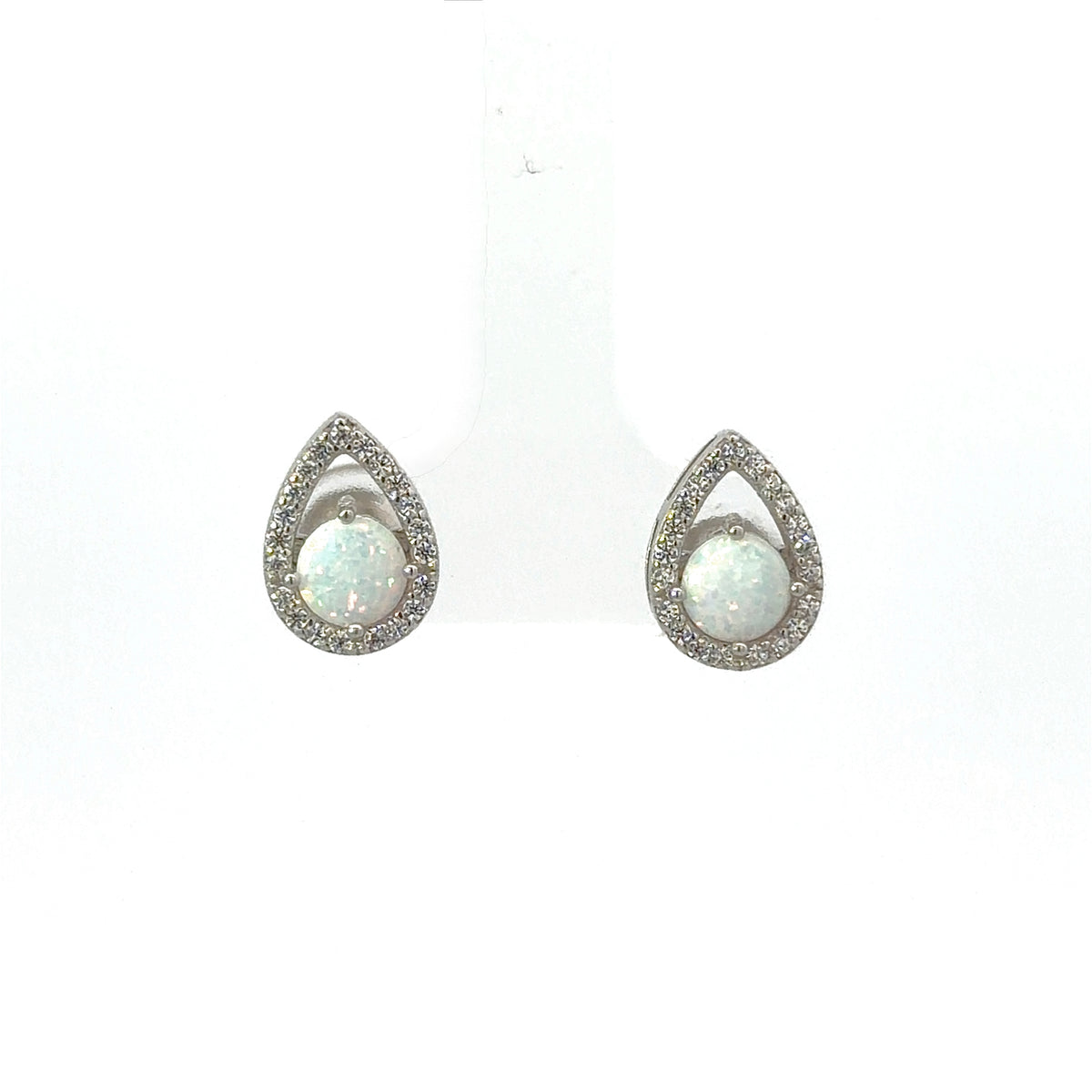 Sterling Silver Round cut Opal Stud Earrings