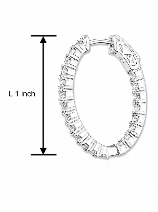 Inside-Out Oval Shape 0.95-inch 3.40 ct. Hoop Earrings