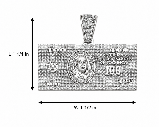 Sterling Silver Hundred Dollar Bill Pendant