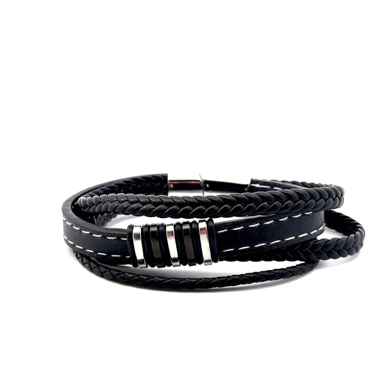 Multi String Bracelet with Stainless Steel with PVD Accent