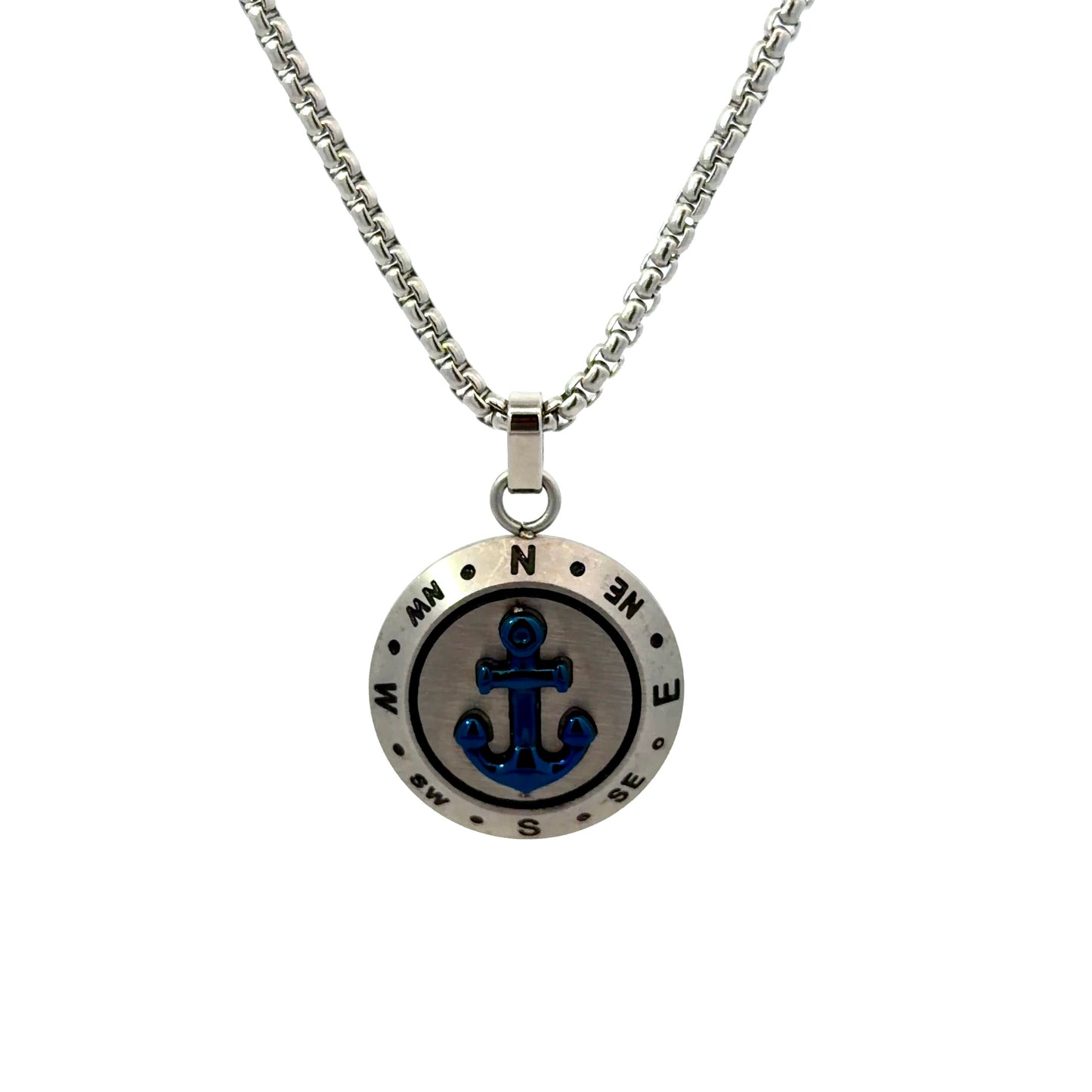Stainless Steel Anchor & Compass Pendant