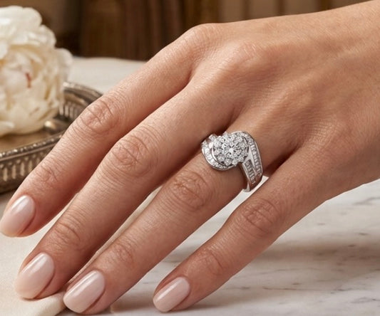 Sterling Silver Bypass Cocktail Ring