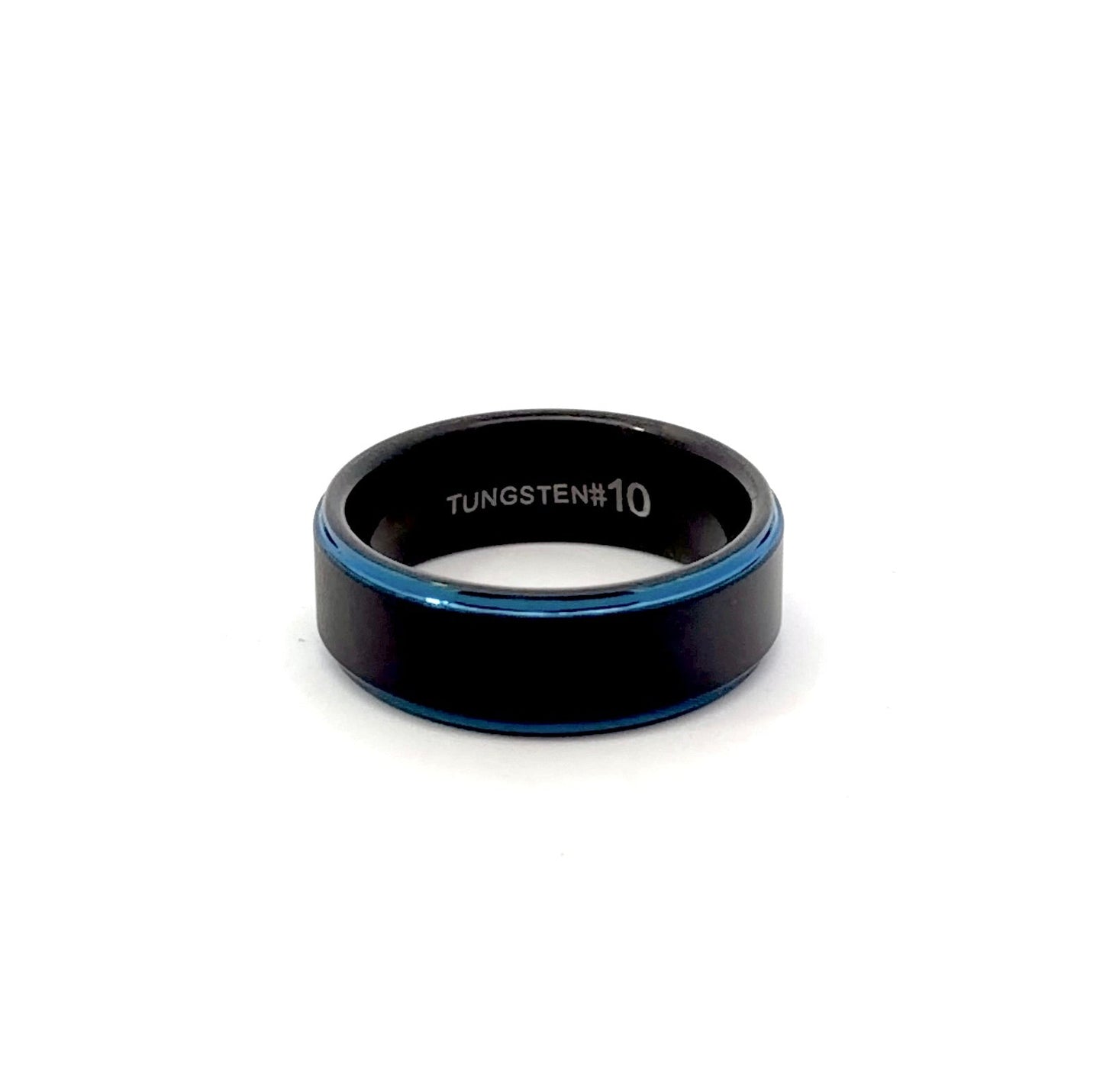 Blue Two-Tone Tungsten Carbide Wedding Band