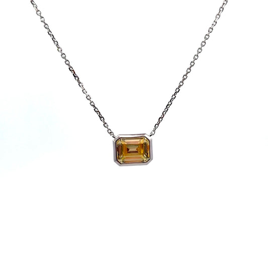 Sterling Silver Cubic Zirconia Emerald Cut Necklace