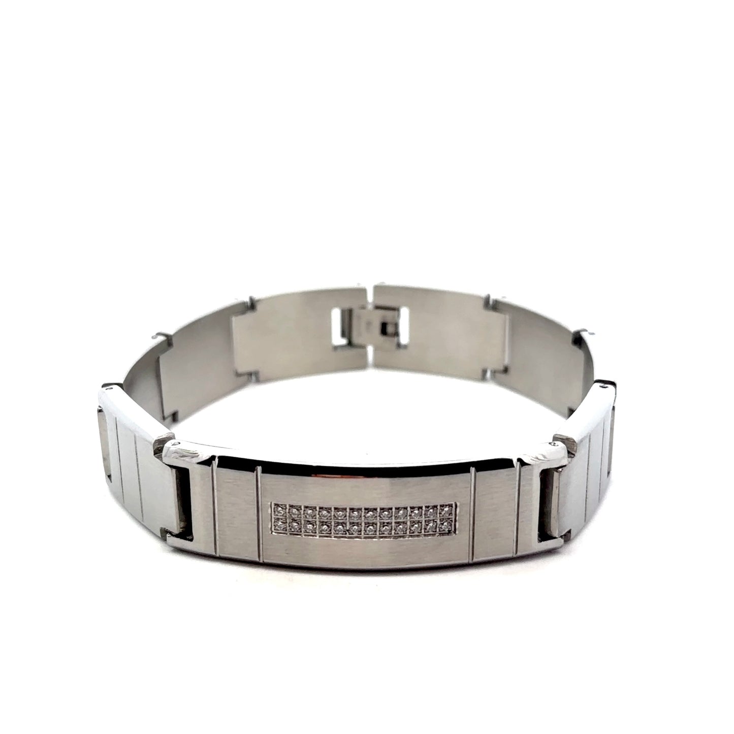 Stainless Steel Fancy Bracelet with Micro Pave setting Cubic Zirconia