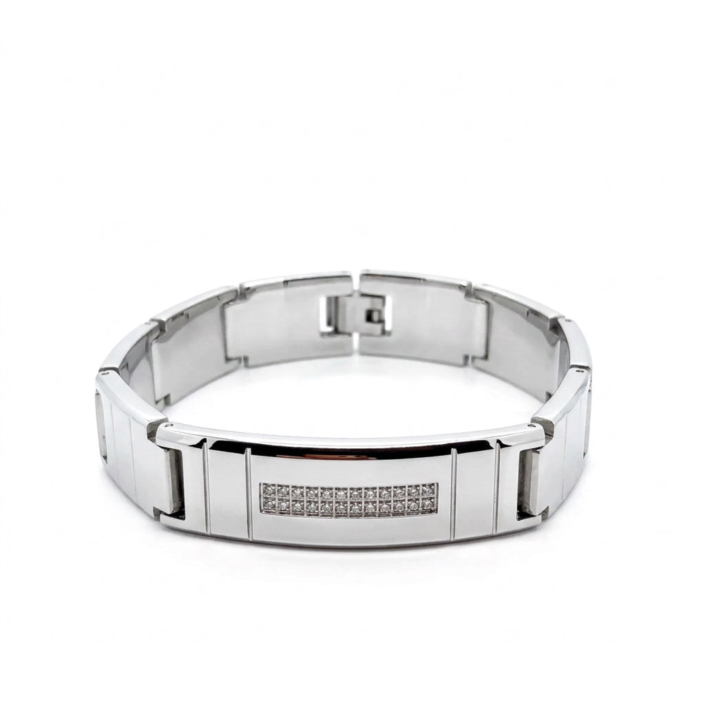 Stainless Steel & Cubic Zirconia Men Bracelet