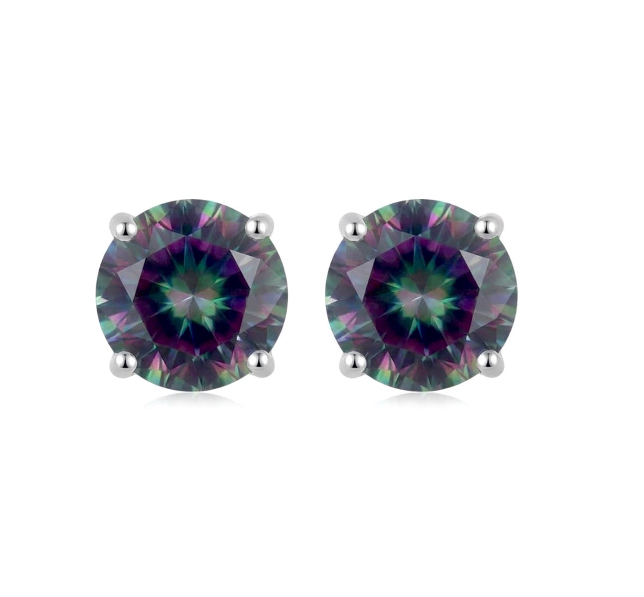 Sterling Silver Solitaire Alexandrite Necklace & Stud Earrings Set