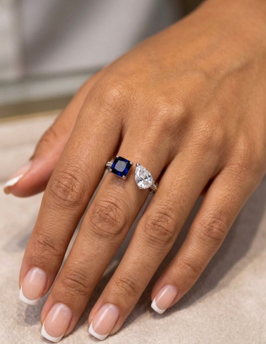 Sterling Silver Sapphire Cuff Ring
