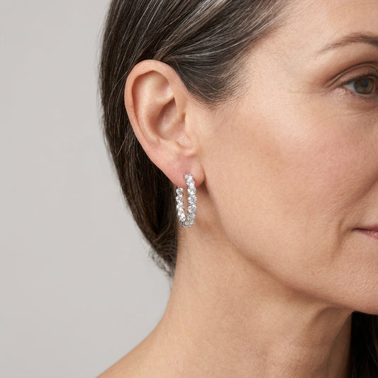 Inside-Out Round Shape 0.90- inch 6.00 ct. Hoop Earrings