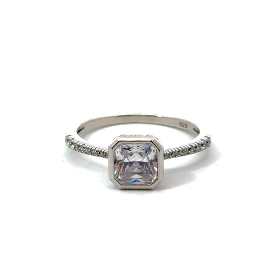 Sterling Silver Contemporary Style Engagement Ring