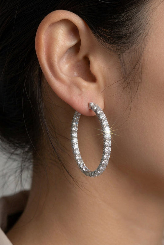 Inside-Out Oval Shape 1.40-inch 6.60 ct. Hoop Earrings