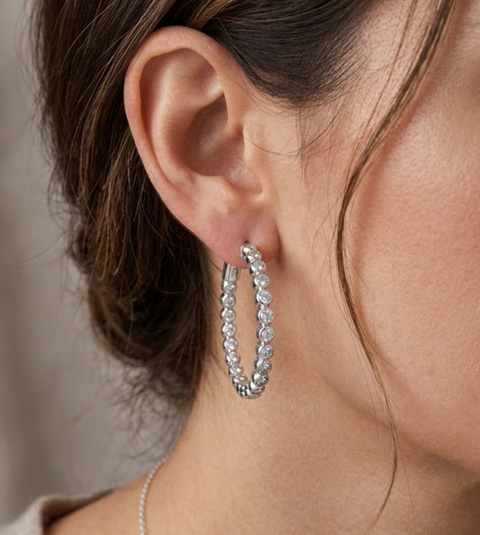 Inside-Out Round Shape 1.20-inch 1.32 ct.Hoop Earrings