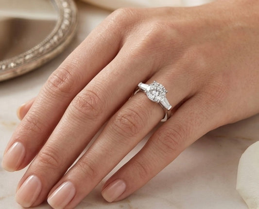Sterling Silver 4-prong Brilliant -cut Ring