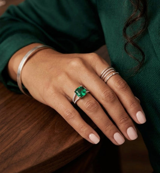 Sterling Silver Emerald Ring