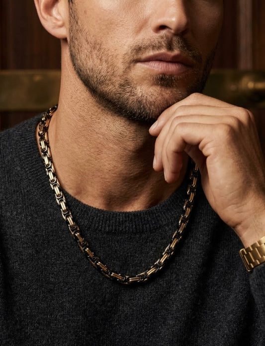 Black and Gold Byzantine Men’s Chain Necklace