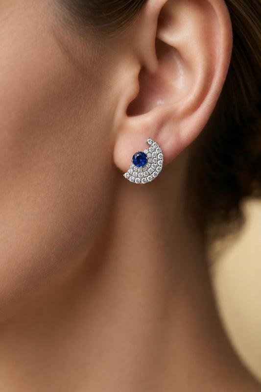 Sterling Silver Crescent Stud Earrings