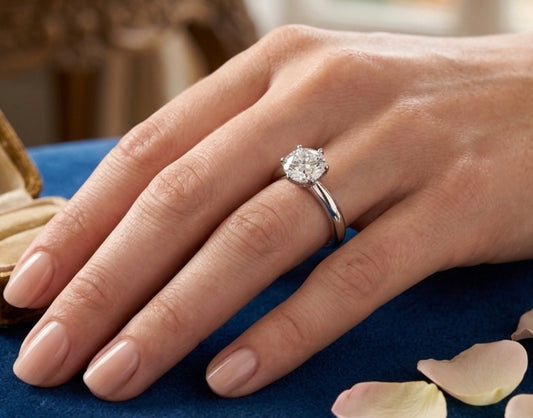 Sterling Silver Solitaire Engagement Brilliant-Cut 6 Prong Ring