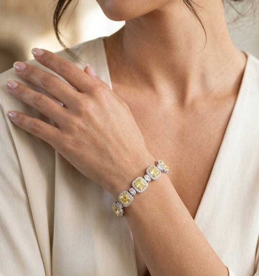 Sterling Silver Radiant Fancy Yellow Tennis
