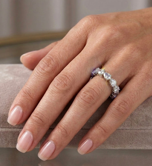Sterling Silver Teardrop-cut Eternity Ladies Band