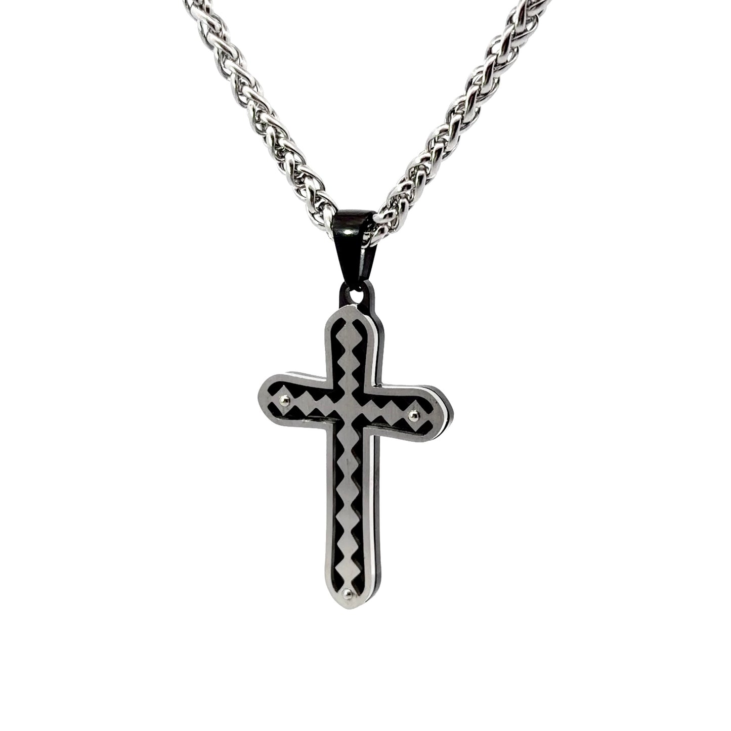 Stainless Steel Two-Tone Layered Cross Pendant